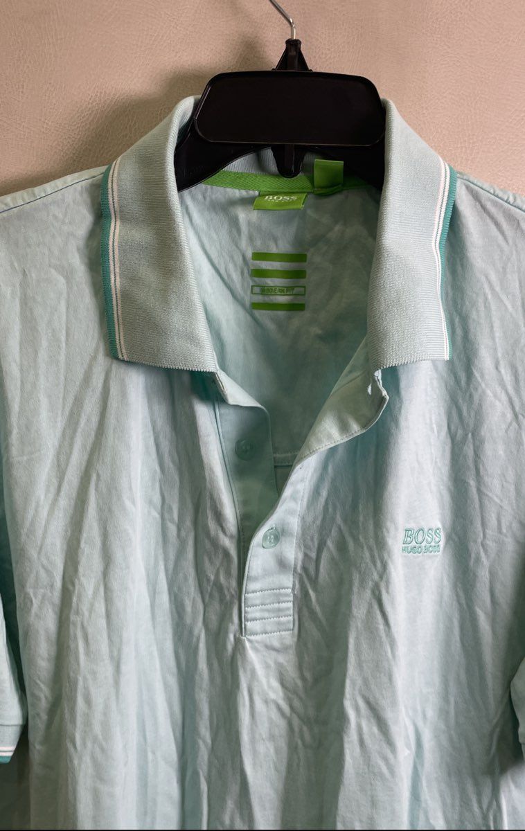 Hugo Boss Men's Aqua Blue Modern Fit Short Sleeve Tipped Polo Shirt Sz XXL