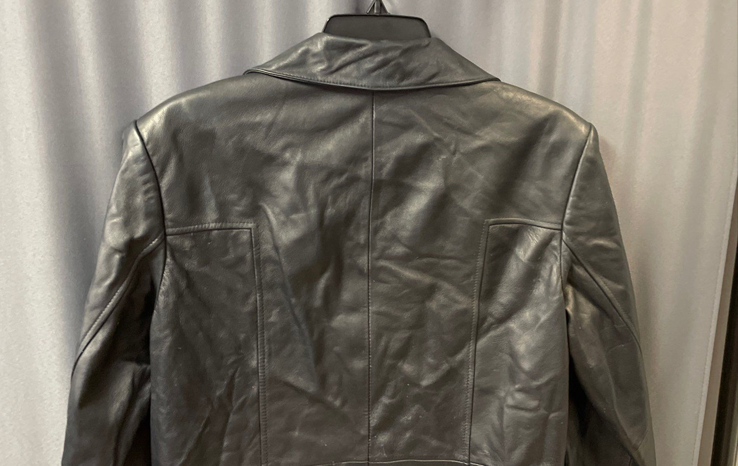 Preston & York Women's Black Genuine Lambskin Leather Car Coat Jacket Sz PM