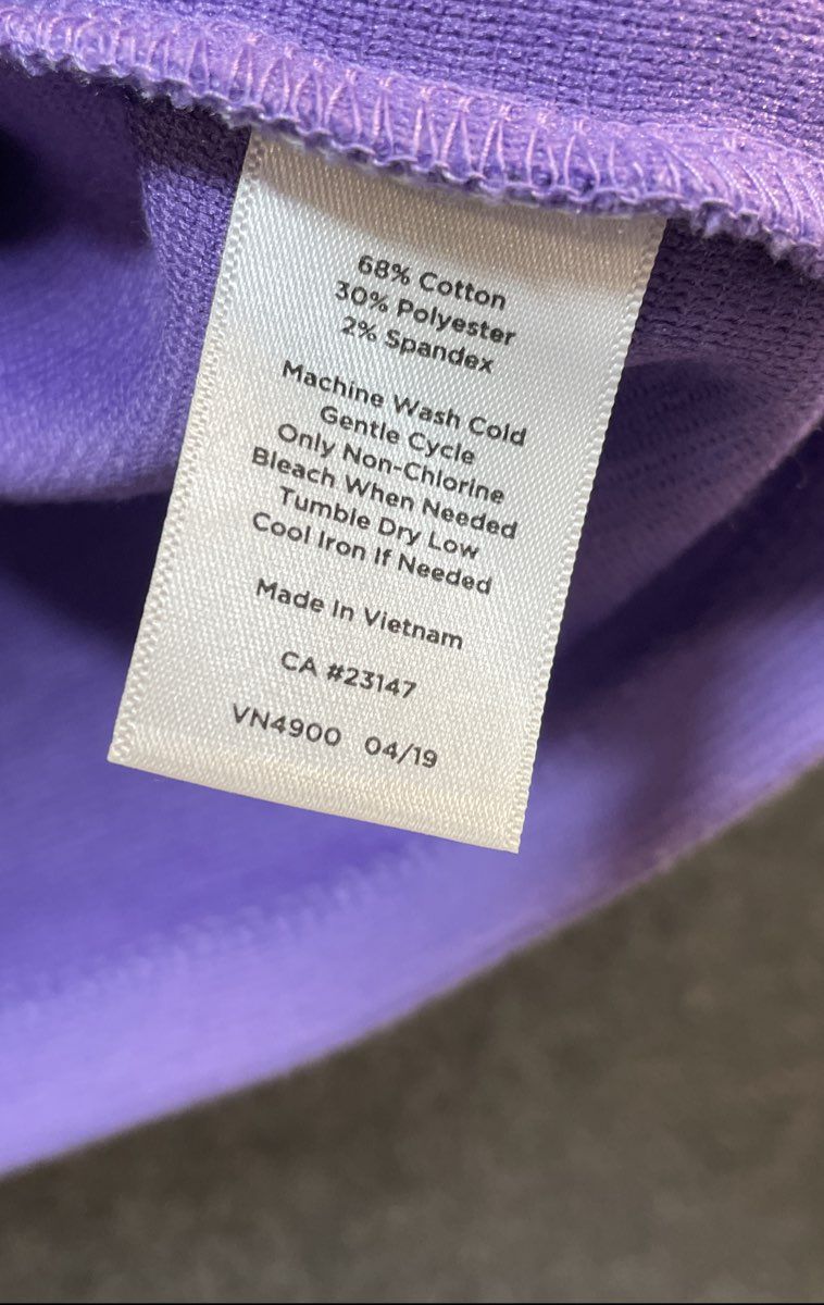 Talbots Women's Purple Ribbed Split Neck 3/4 Sleeve Back Zip Shirt Sz LP