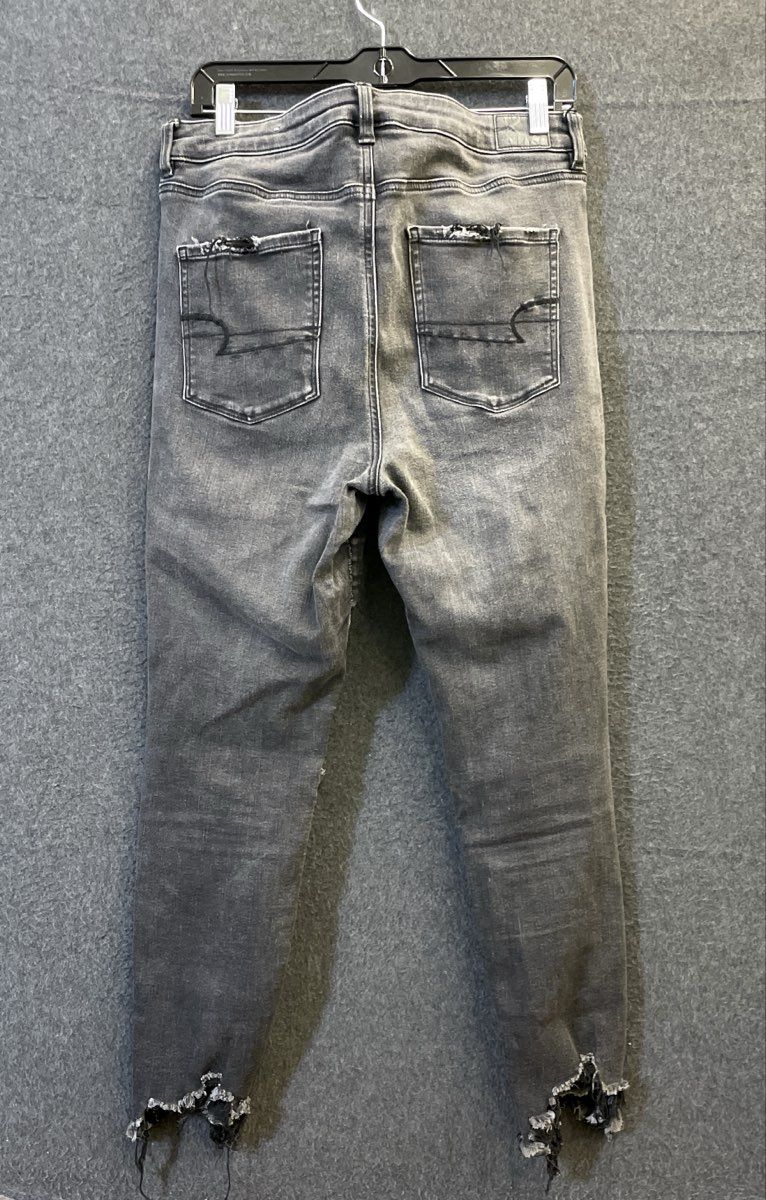 American Eagle Women's Jeans Lot of 2 Black Gray Stretch Distressed Sz 14