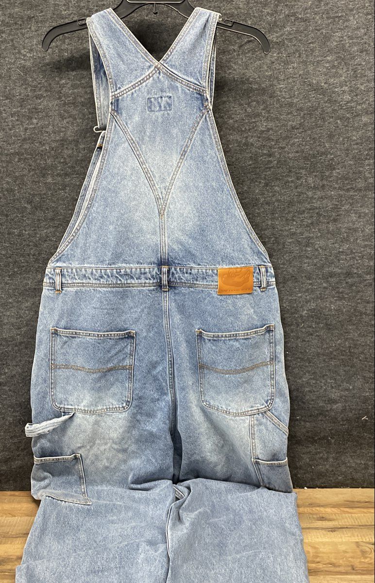 WKNDRS Men's Light Wash Denim Wide Fit Carpenter Overalls XL