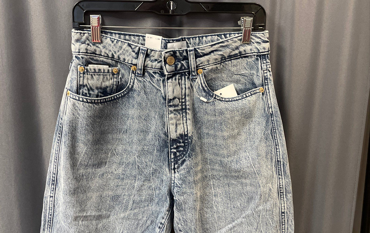 Eytys Women's Solstice Soda Slim Straight Jeans Blue Acid Wash NWT Sz 31x32