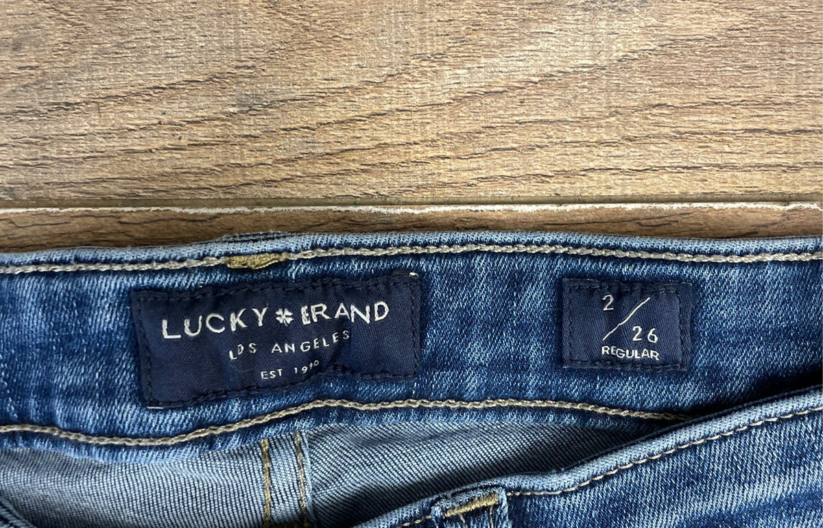 Lucky Brand Women's Sweet Boot Blue Faded Denim Bootcut Jeans Sz 2/26 Regular