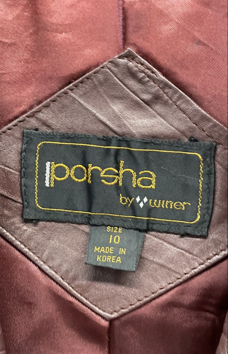 Vintage 90s Porsha by Winer Women's Brown Leather Blazer Jacket Sz 10