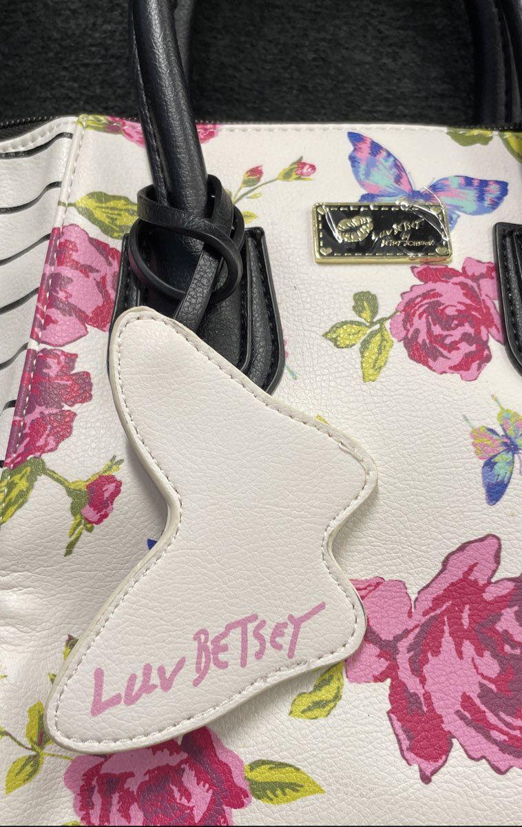 Luv Betsey by Betsey Johnson Floral Striped Satchel Handbag Crossbody Bag
