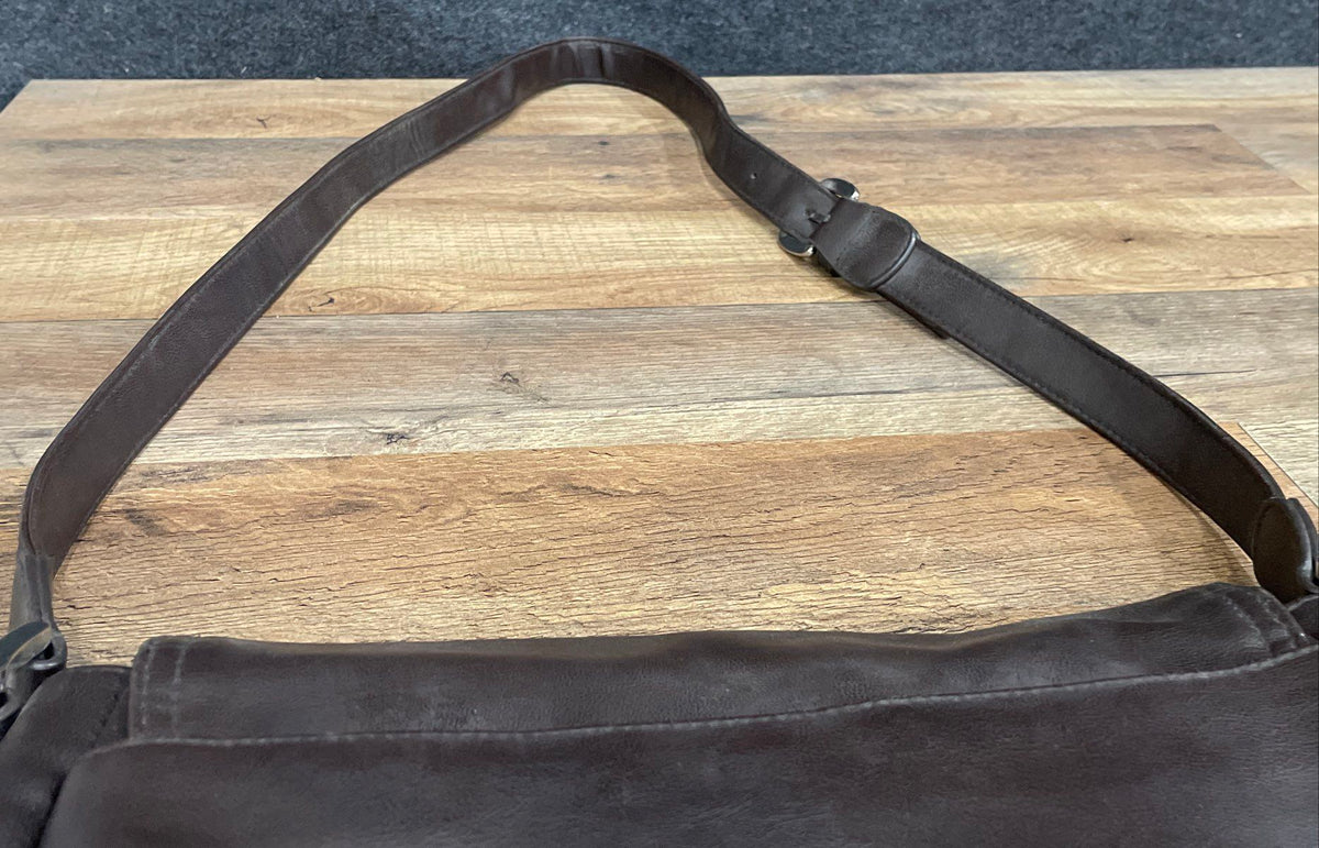 Rosetti Brown Leather Flap Crossbody Shoulder Bag Silver Hardware