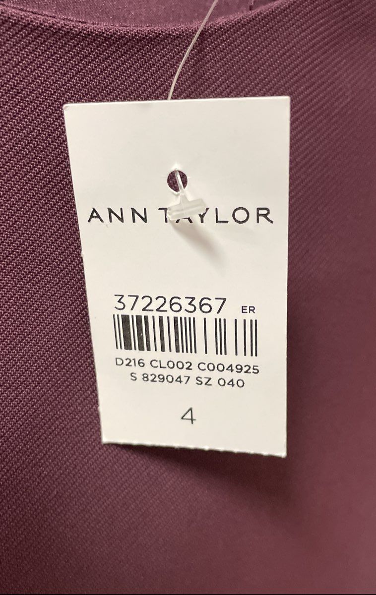 Ann Taylor Women's Purple Long Sleeve Shift Dress Plum Crew Neck NWT Sz 4