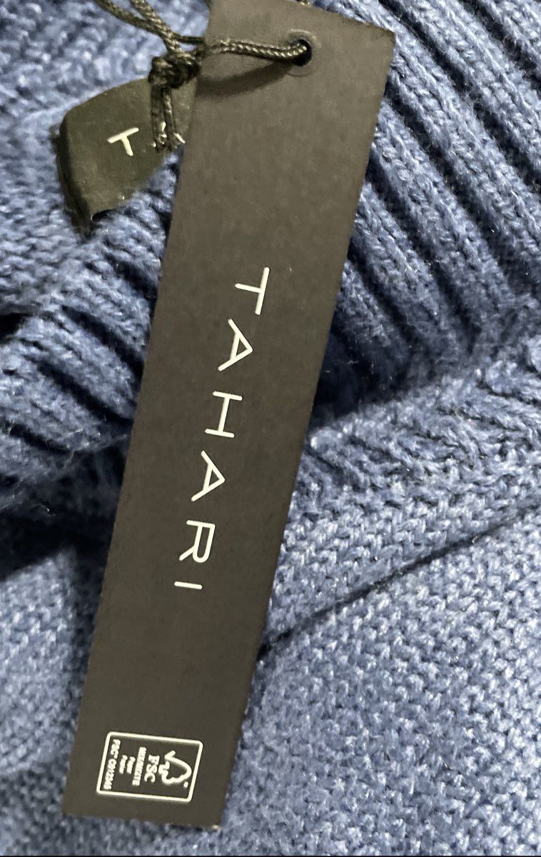 Tahari Men's Blue Mock Neck Sweater Dropped Shoulder Ribbed Knit NWT Sz S