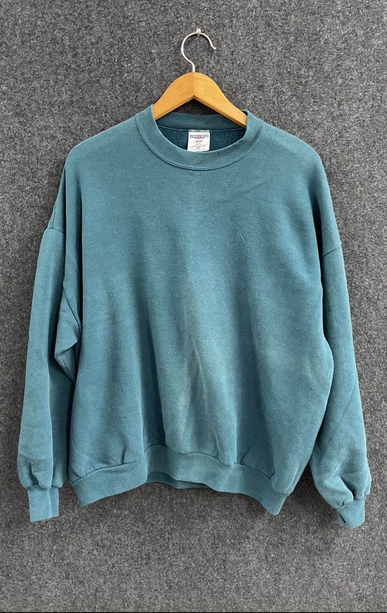 Vintage 90s Jerzees Men's Teal Green NuBlend Crewneck Sweatshirt Size 3X