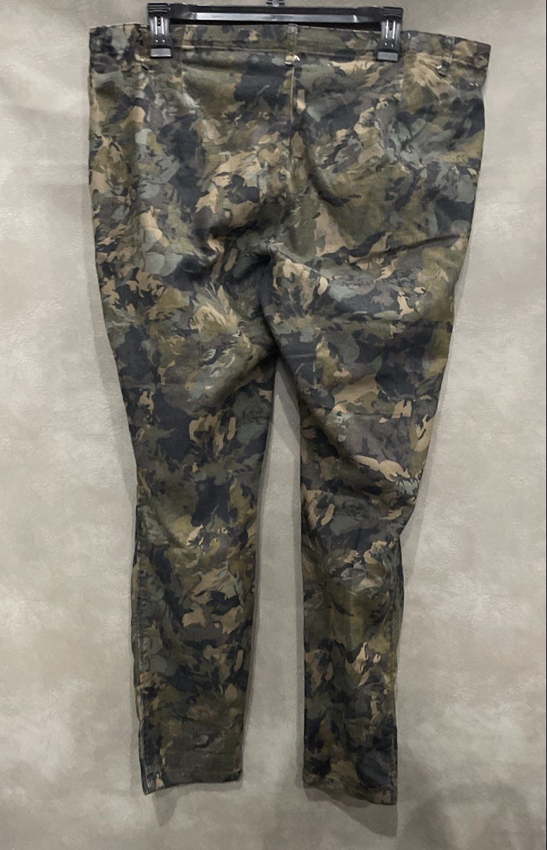 Miss Tina Women's Camo Green Camouflage Utility Pants Zipper Pockets Stretch