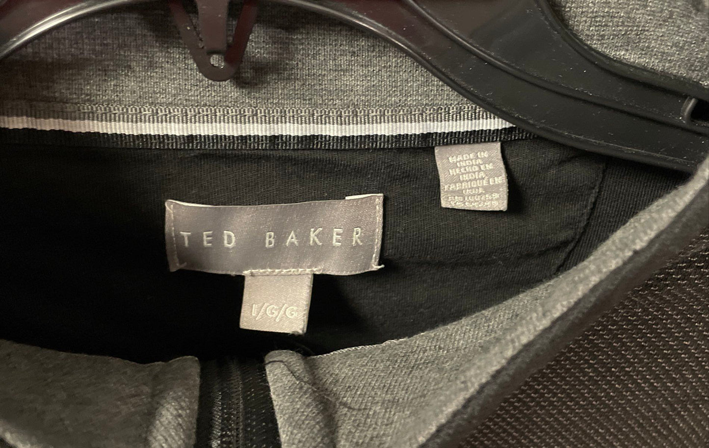 Ted Baker Men's Black 1/4 Zip Pullover Textured Front Mock Neck Sweater Sz L