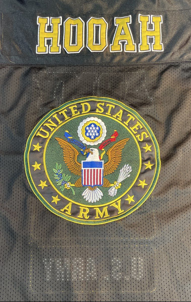 Vintage Y2K JWM Men's U.S. Army Football Jersey Black Hooah Star Logo Mesh