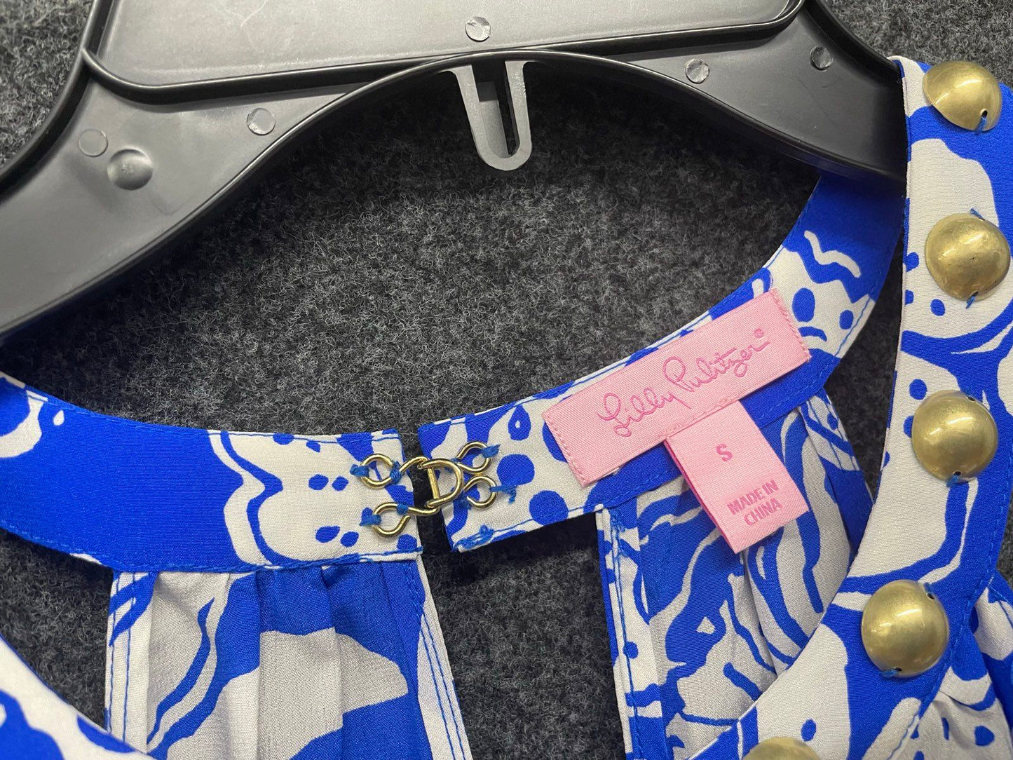 Lilly Pulitzer Women's Blue White Quahog Chowdah Silk Halter Top Size S