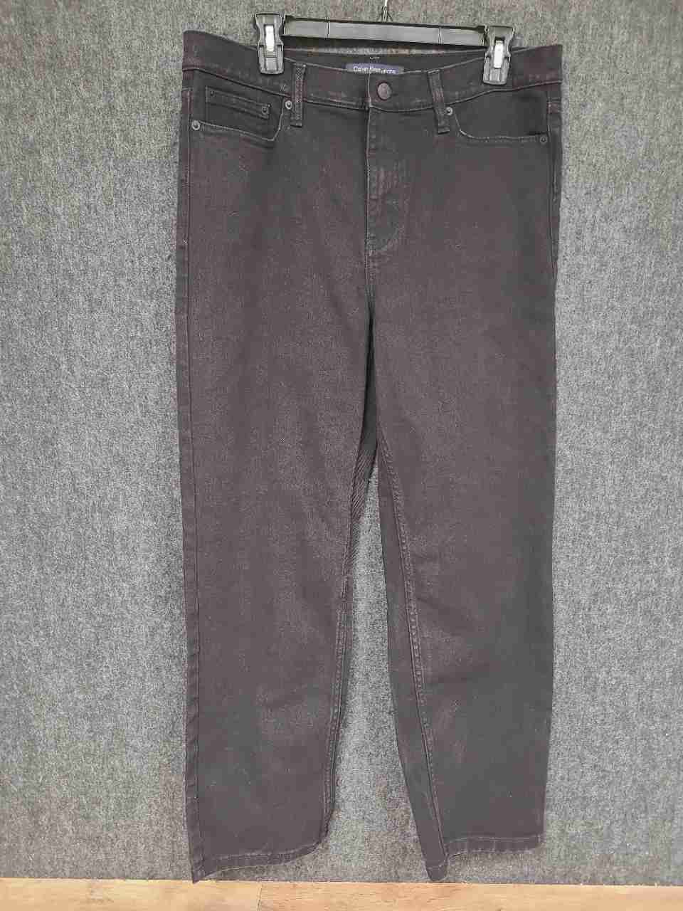 Calvin Klein Jeans Women's Black High Rise Straight Leg Denim Jeans Sz 12