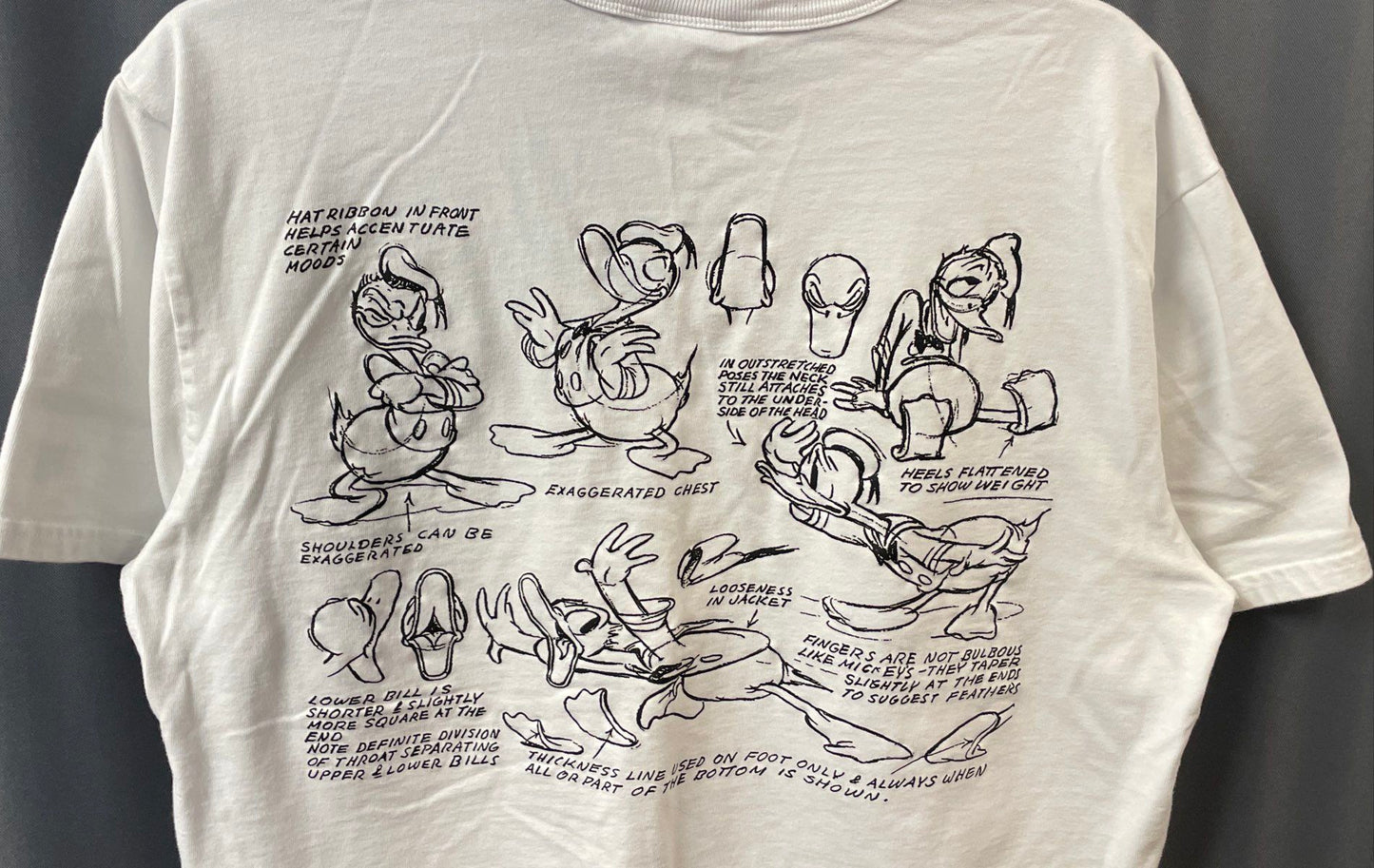 Champion Men's White Donald Duck Embroidered Model Sheet T-Shirt Sz L
