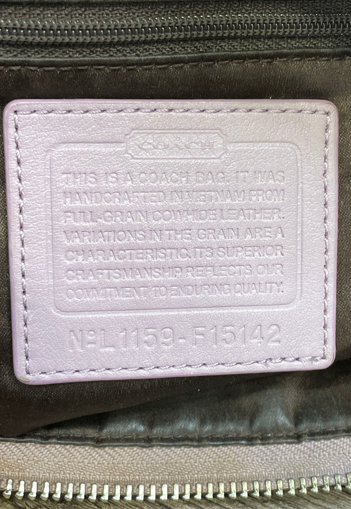 Coach F15142 Metallic Lavender Pink Leather Chelsea Signature Shoulder Bag