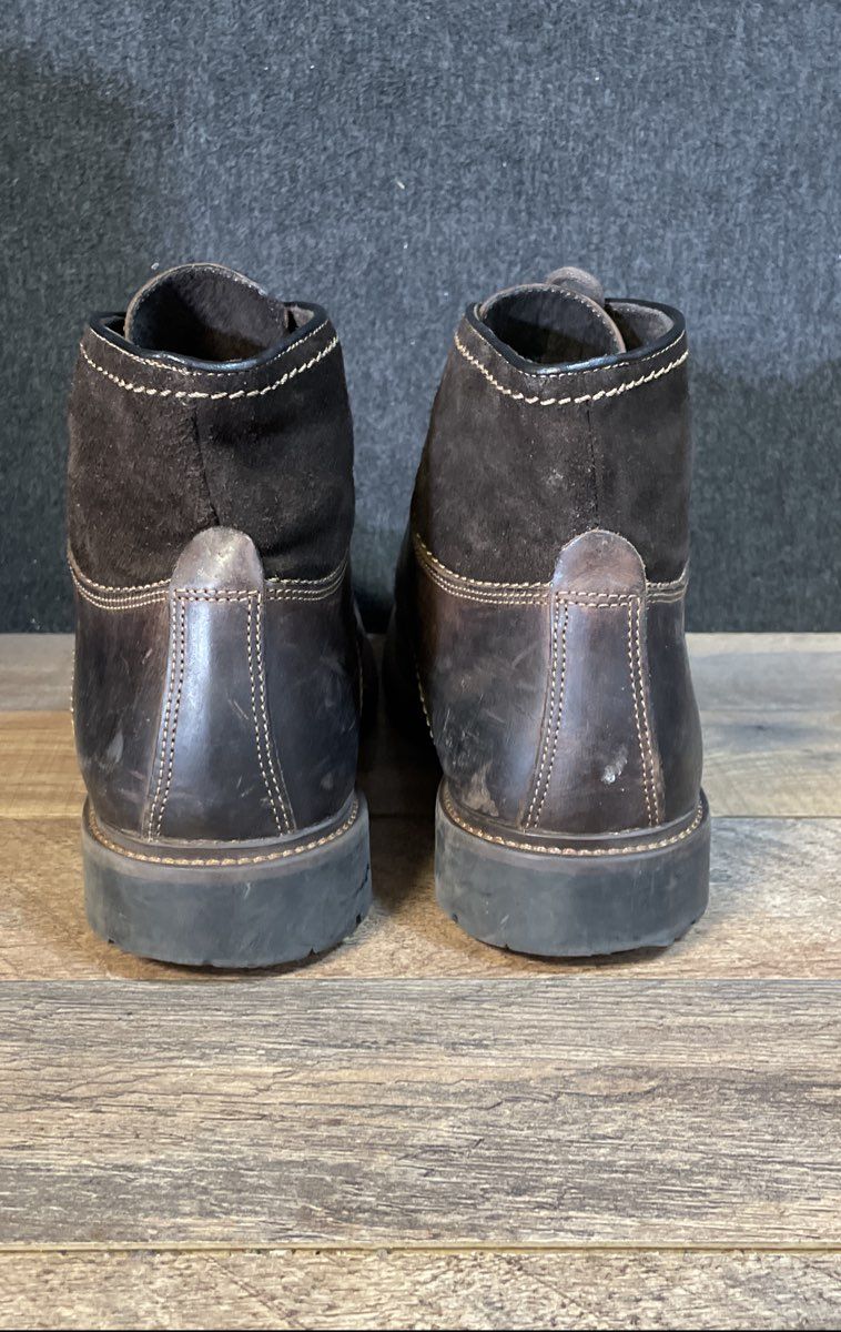 Johnston & Murphy Dark Brown Leather Moc Toe Lace Up Ankle Boots Size 10.5