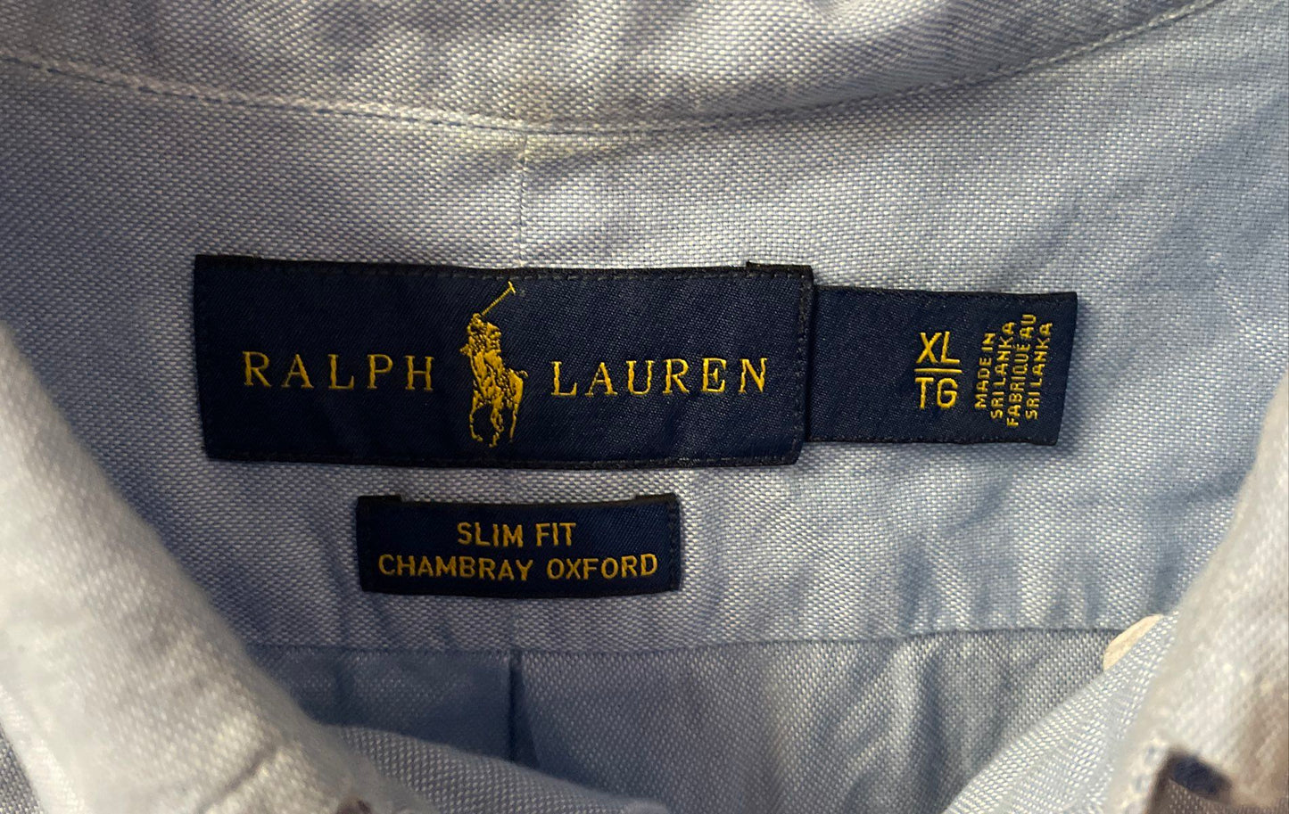 Ralph Lauren Men's Light Blue Slim Fit Chambray Oxford Short Sleeve Shirt XL
