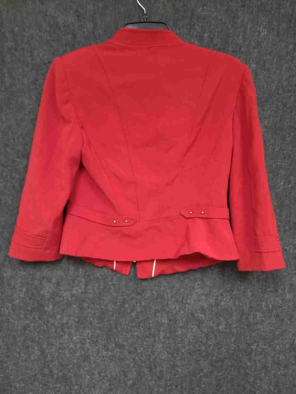 White House Black Market Women's Red Asymmetrical Zip Moto Jacket Blazer Sz 6