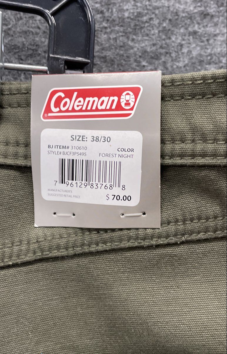 Coleman Men's Forest Night Green Fleece Lined Utility Carpenter Pants 38x30 NWT