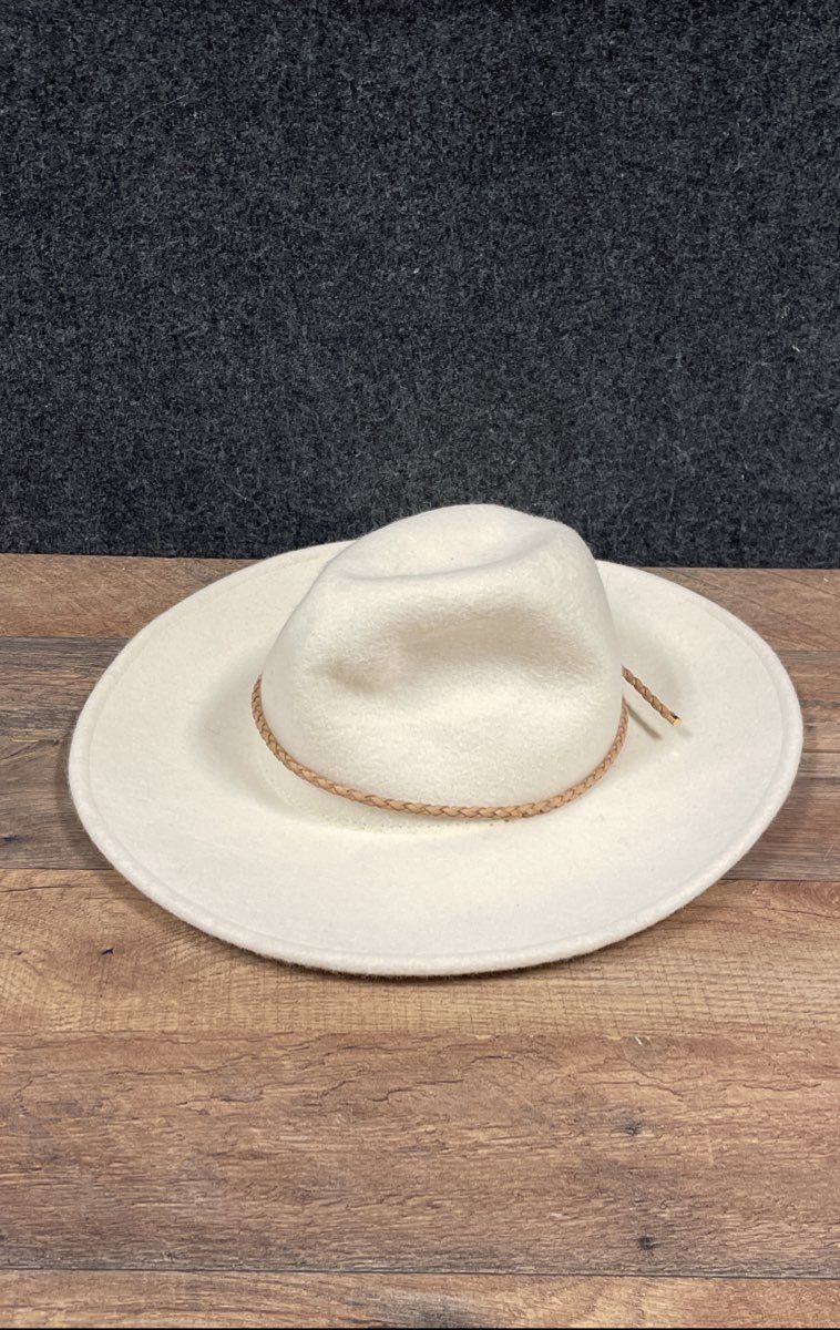 Lucky Brand Women's Wide Brim Fedora Hat Cream Ivory Braided Cord Band NWT OS