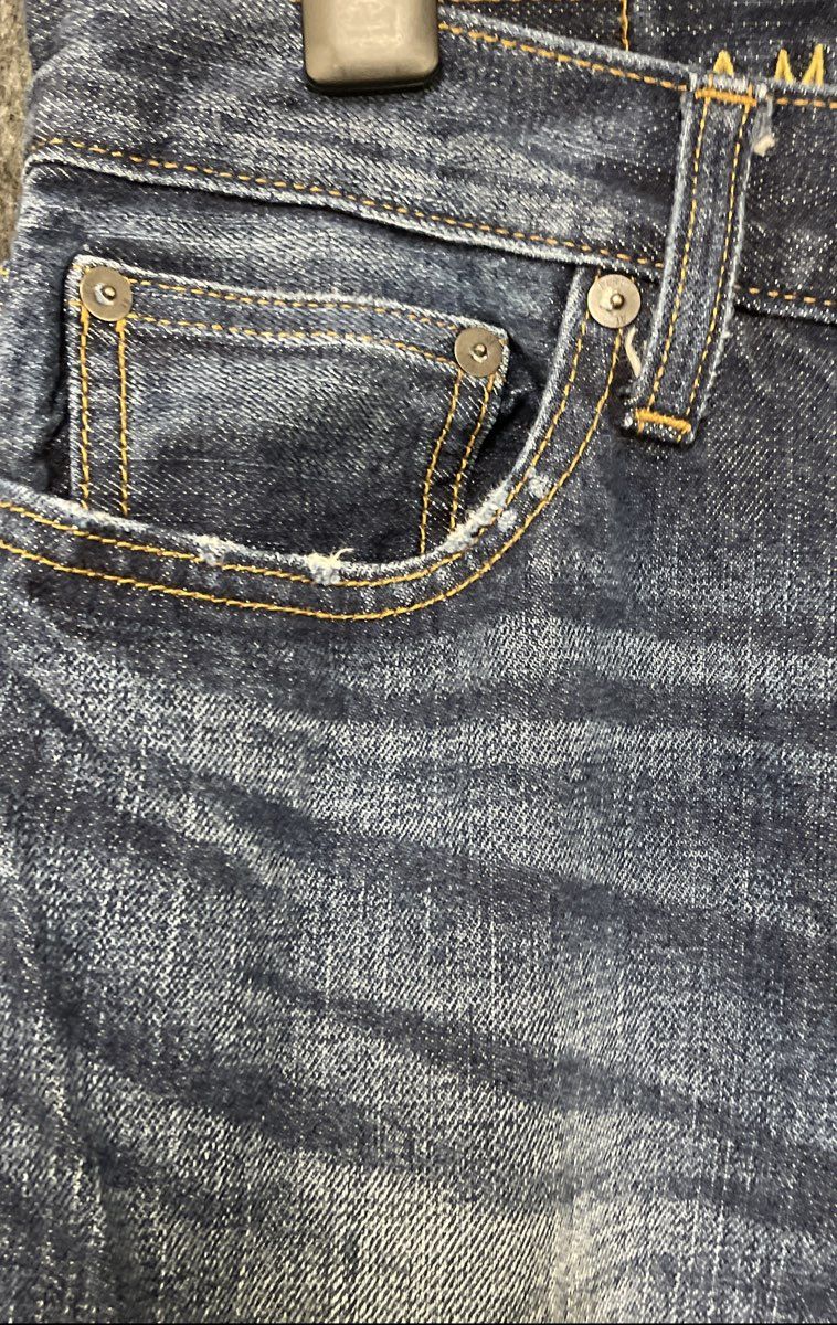 American Eagle Men's Dark Wash Distressed Faded Whiskered Cotton Jeans Sz 29x30