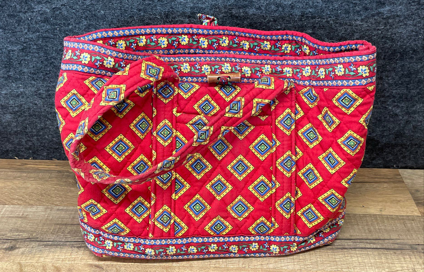 Vera Bradley Red Quilted Tote Bag & Cosmetic Pouch Vintage Lot of 2