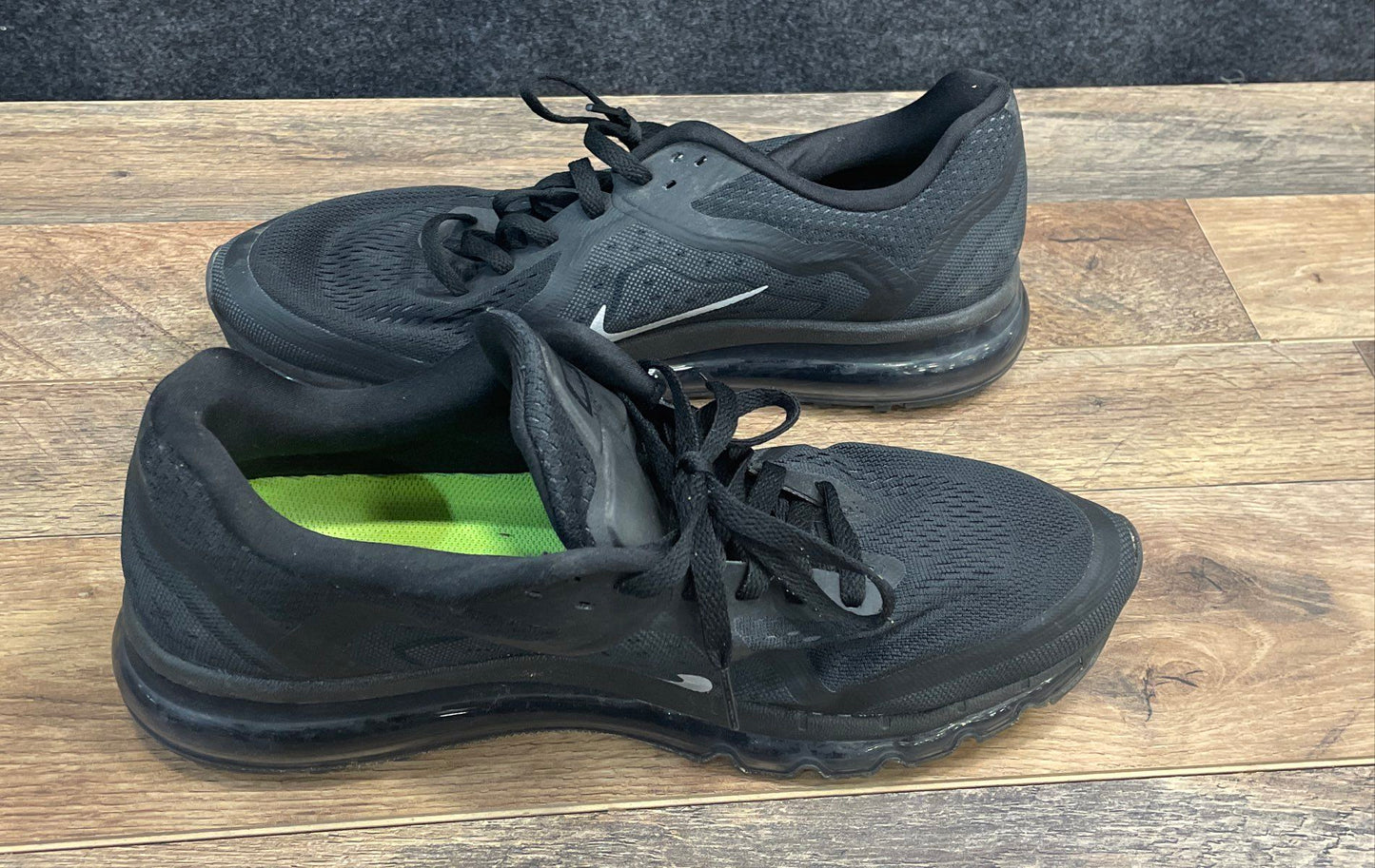 Nike Air Max 2014 Black Reflective Silver Men's Running Shoes Size 13