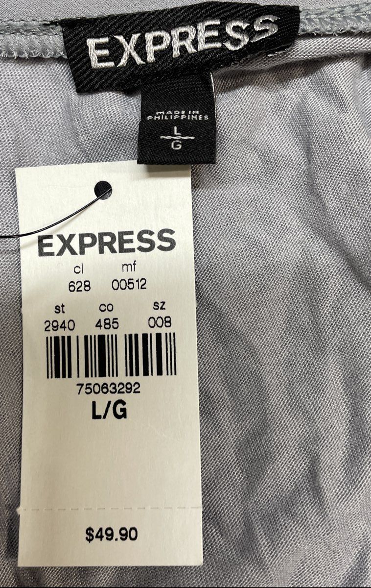 Express Women's Grey Metallic Embroidered Scroll Tank Top Size L NWT