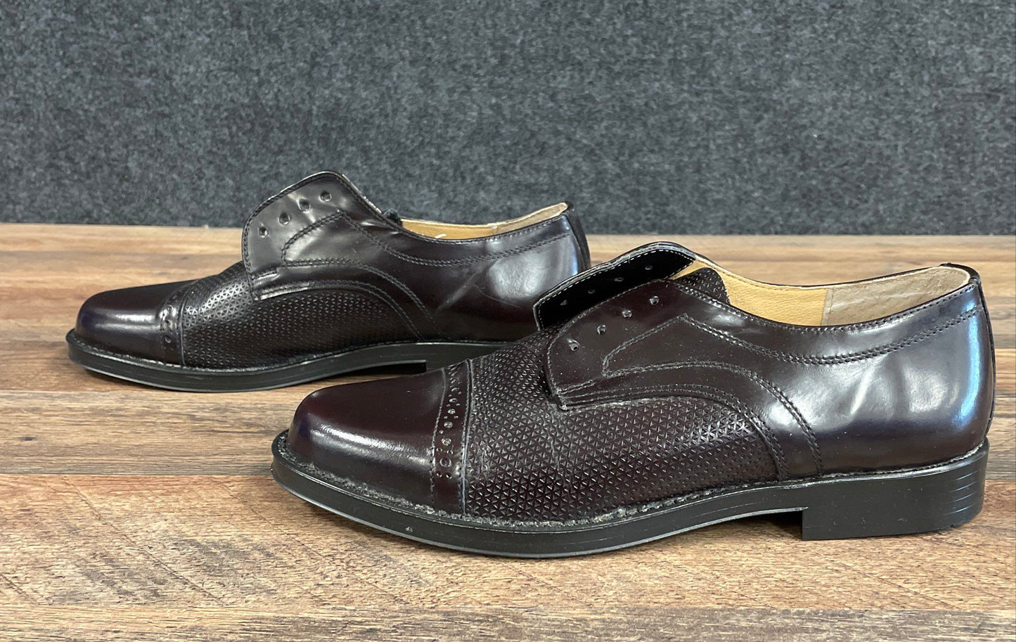 Tapi Burgundy Leather Cap Toe Derby Dress Shoes Men's Size EU 42