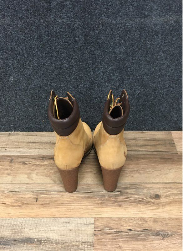 Timberland Allington 6-Inch Lace-Up Wheat Nubuck High Heel Boots Women's Size 8