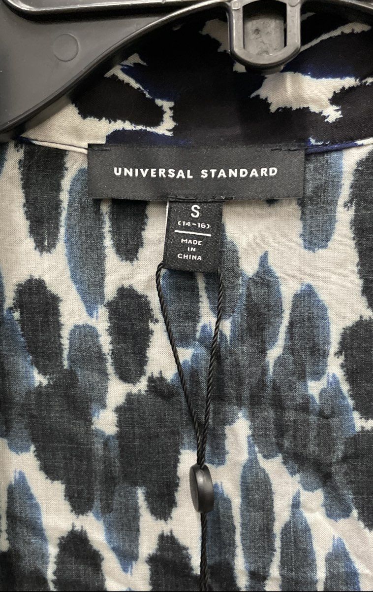 Universal Standard Women's Open Front Kimono Cardigan Black White Print NWT Sz S