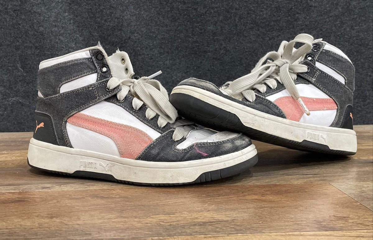 Puma Rebound Joy White Black Pink High Top Sneakers Women's Size 8