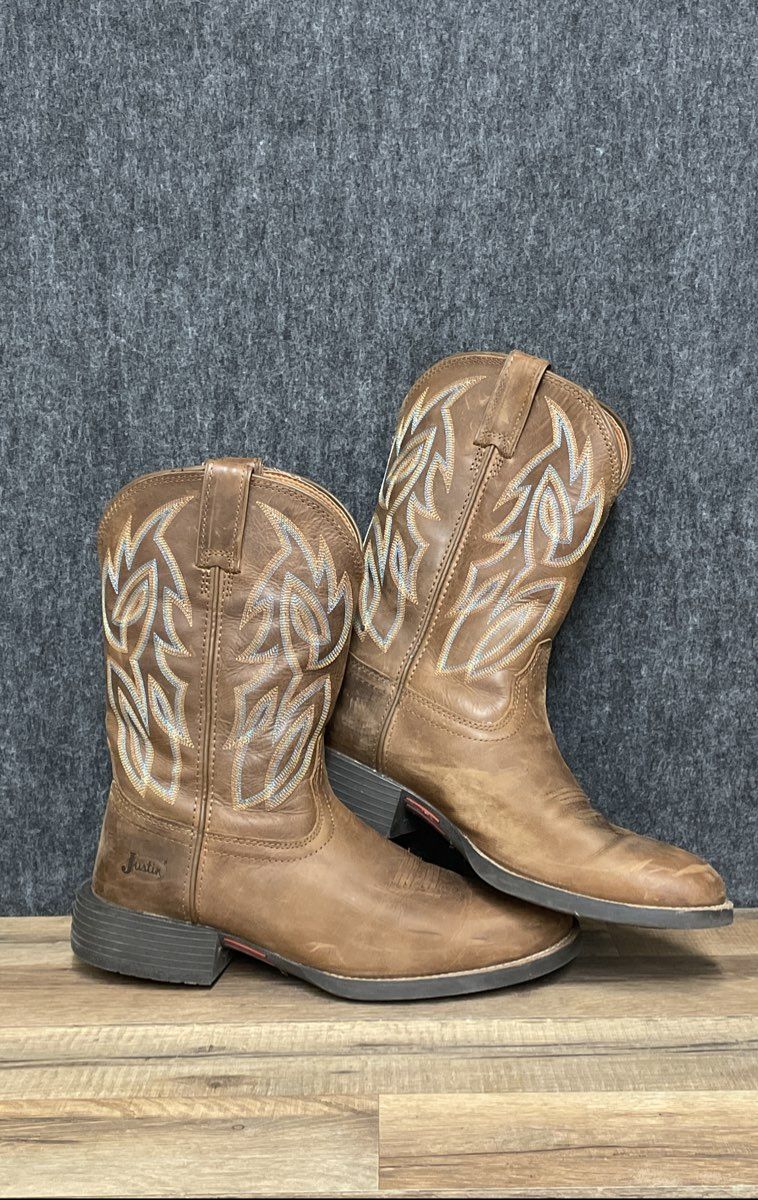 Justin Men's Rendon 11" Western Boots Brown Pecan Leather Size 12EE