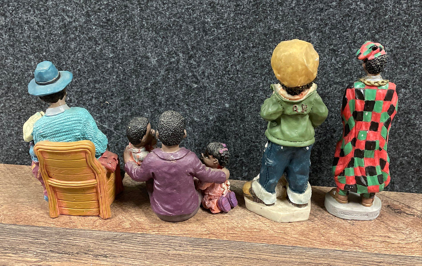 Lot of 4 Vintage African American Resin Figurines Hand-Painted Black Americana