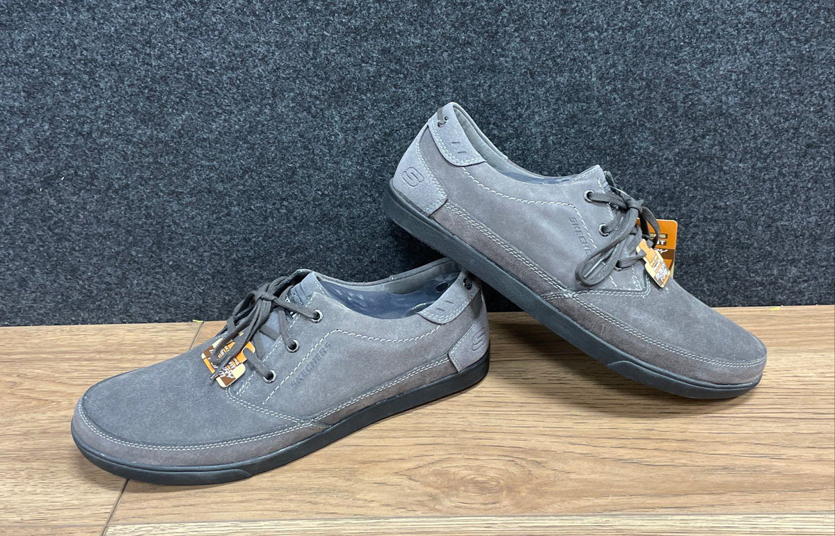 Skechers Relaxed Fit Resment Korver Charcoal Grey Leather Shoes Size 12 NWT