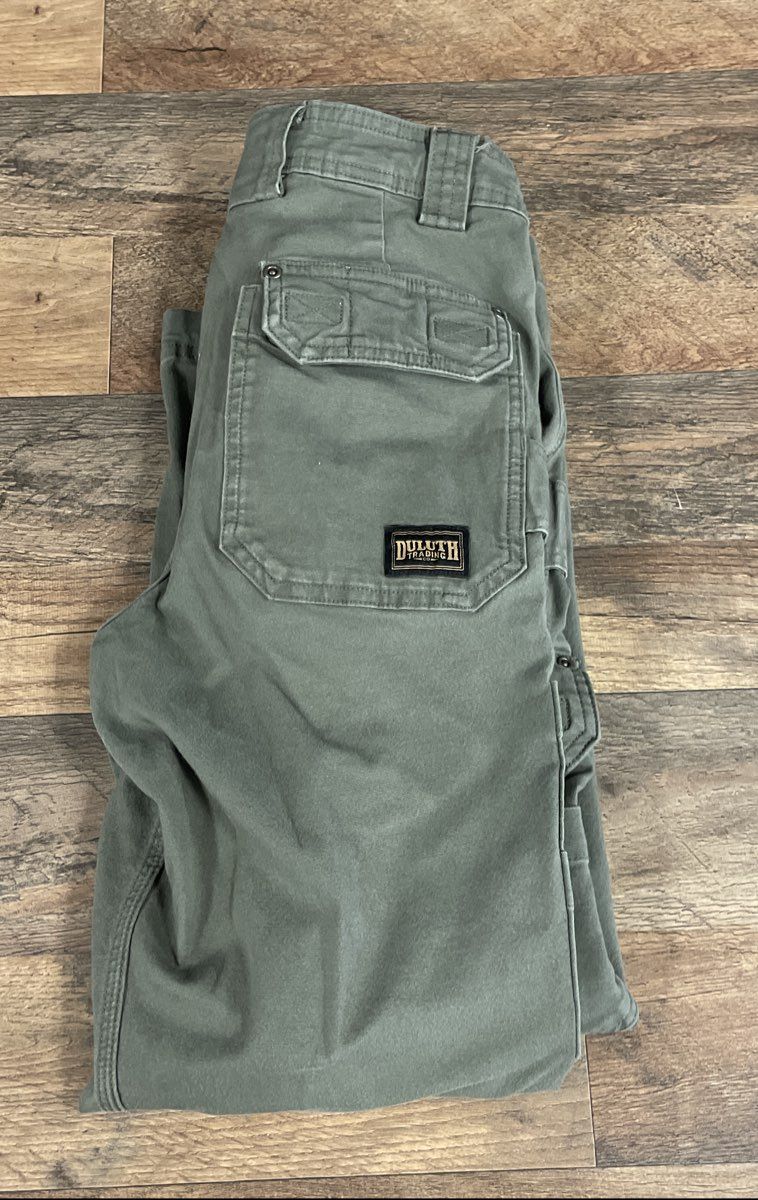 Duluth Trading Co. Men's Fire Hose Slim Fit Cargo Work Pants Olive Green 30x30