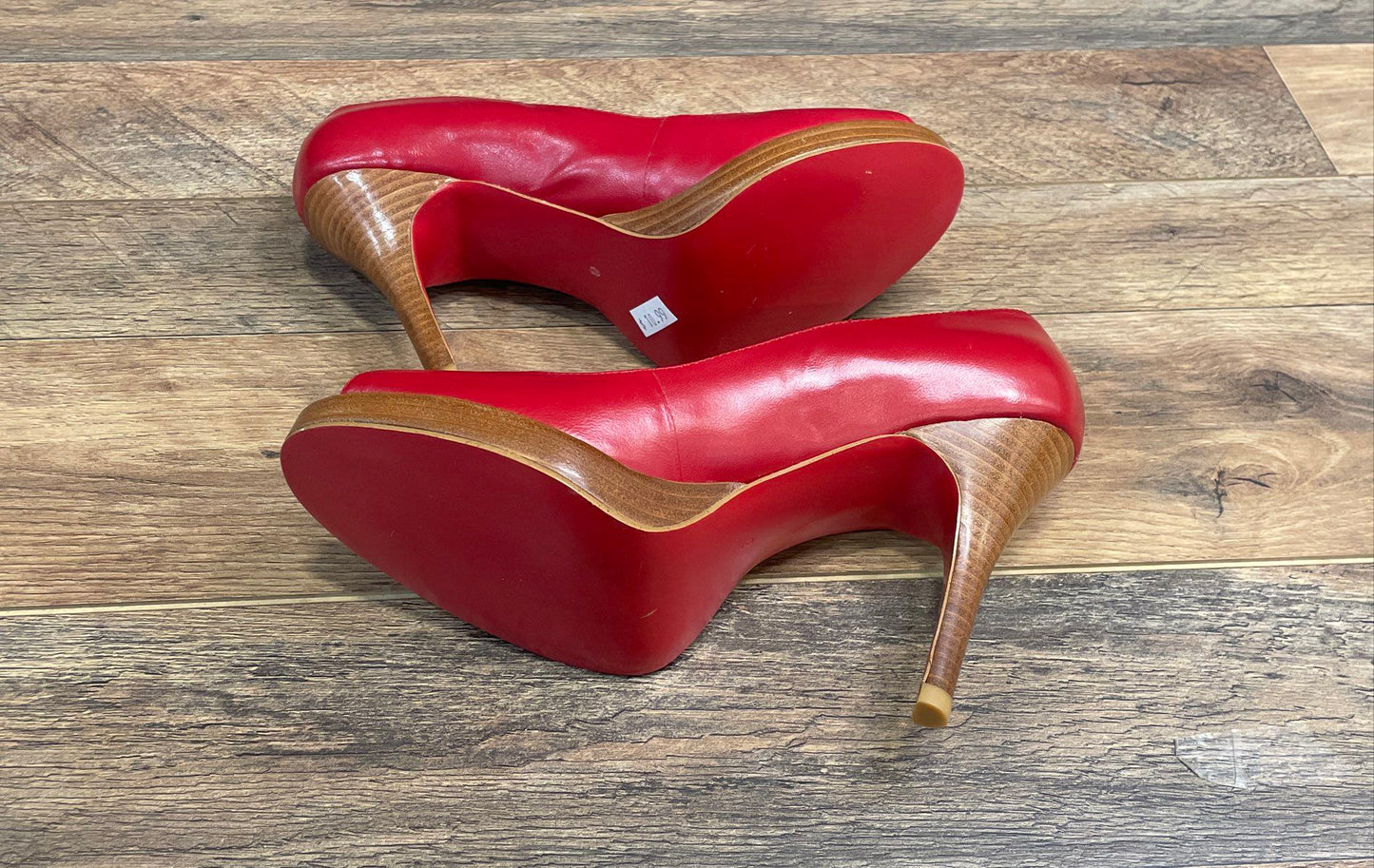 Jeffrey Campbell Ibiza Last Red Leather Peep Toe Platform Pump Heels Size 8