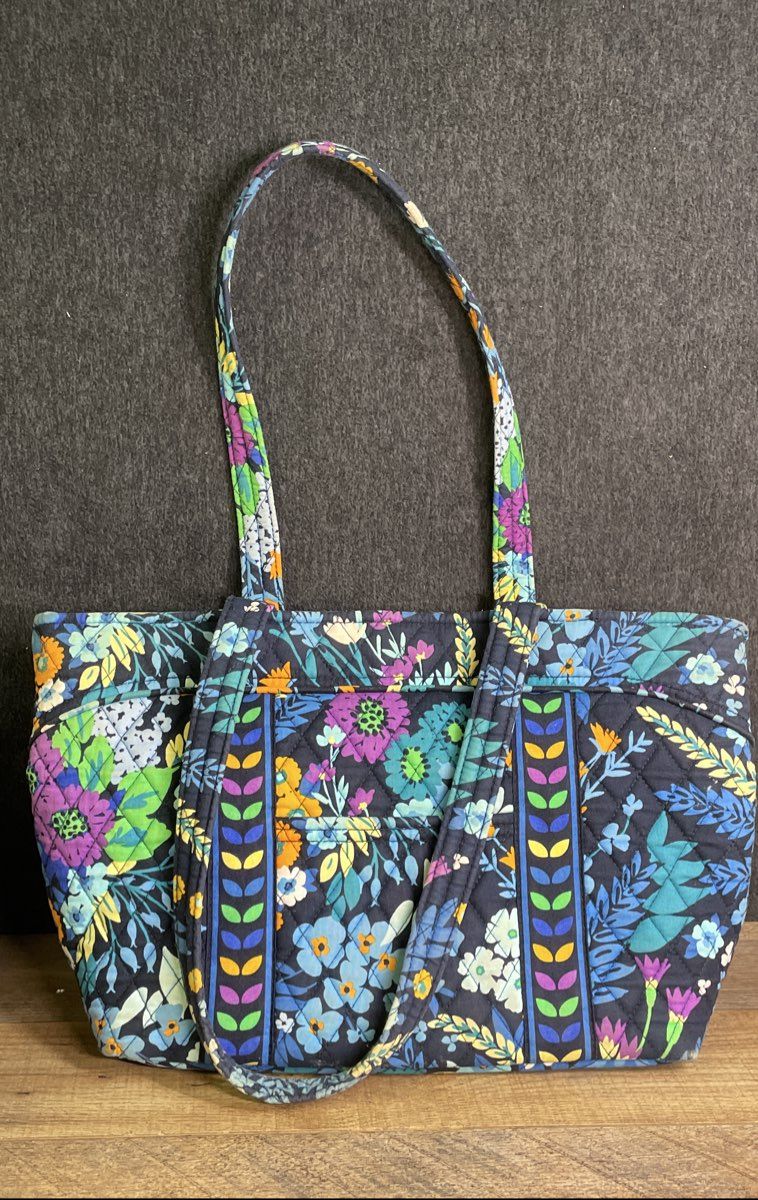 Vera Bradley Midnight Blues Floral Mandy Quilted Tote Bag & Wallet Set