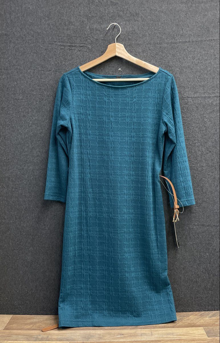 Sharagano Women's Teal Textured Stretch Sheath Dress with Belt NWT Size 10