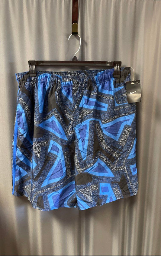 Nike Men's Blue Patterned Geometric Swim Trunks Mesh Lining Sz XXL NWT