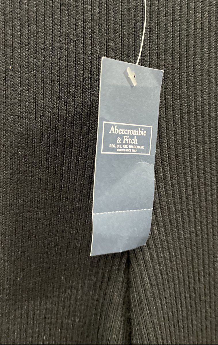 Abercrombie & Fitch Women's Black Ribbed Wide-Leg Knit Pants NWT Sz L