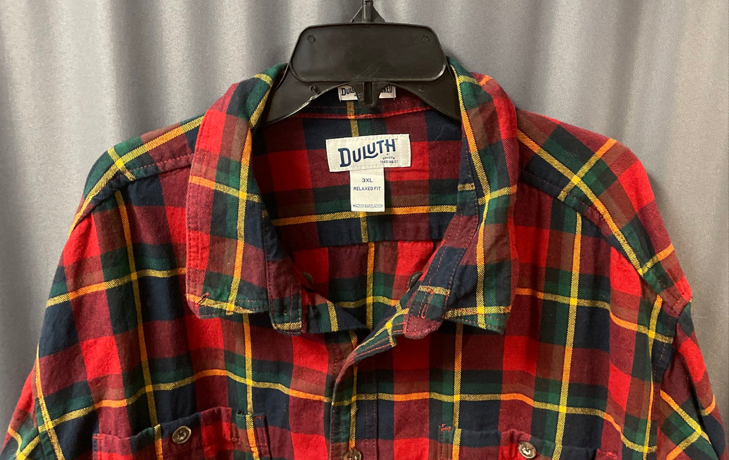 Duluth Trading Co Men's Red Green Plaid Flannel Untucked Relaxed Fit Shirt 3XL