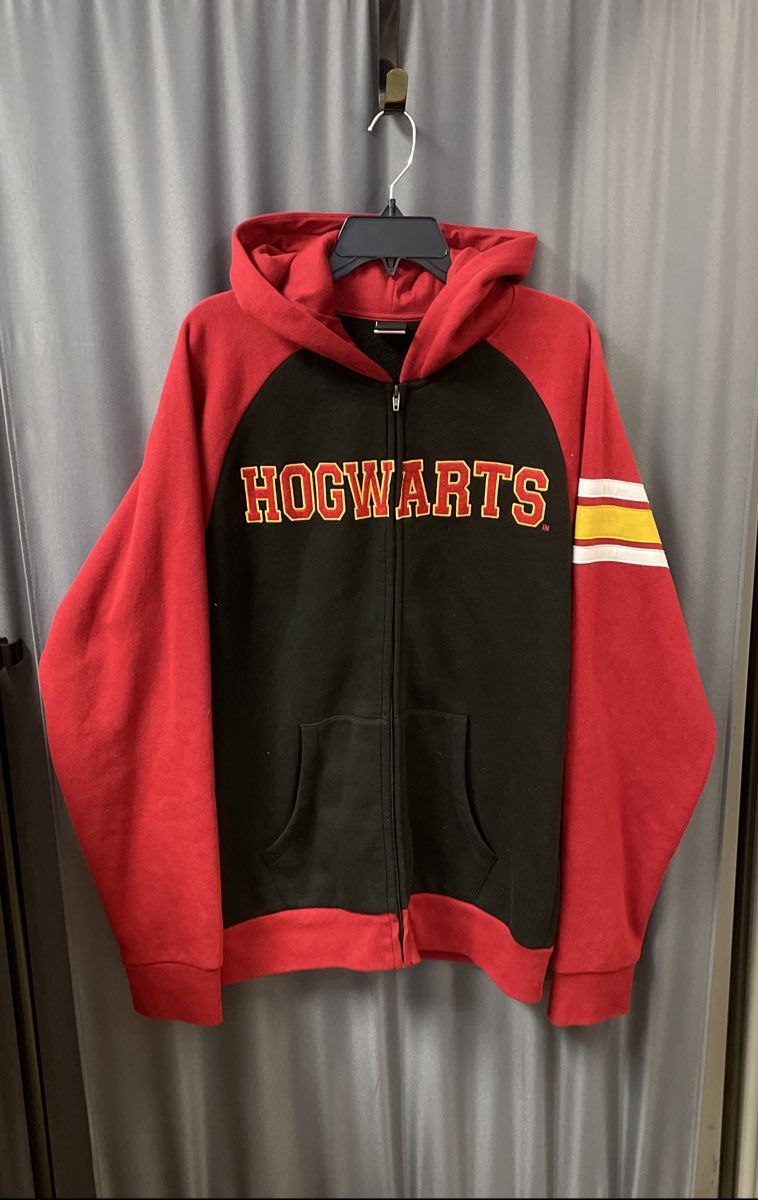Universal Studios Harry Potter Burgundy Hogwarts Crest Zip Up Hoodie Sz XL