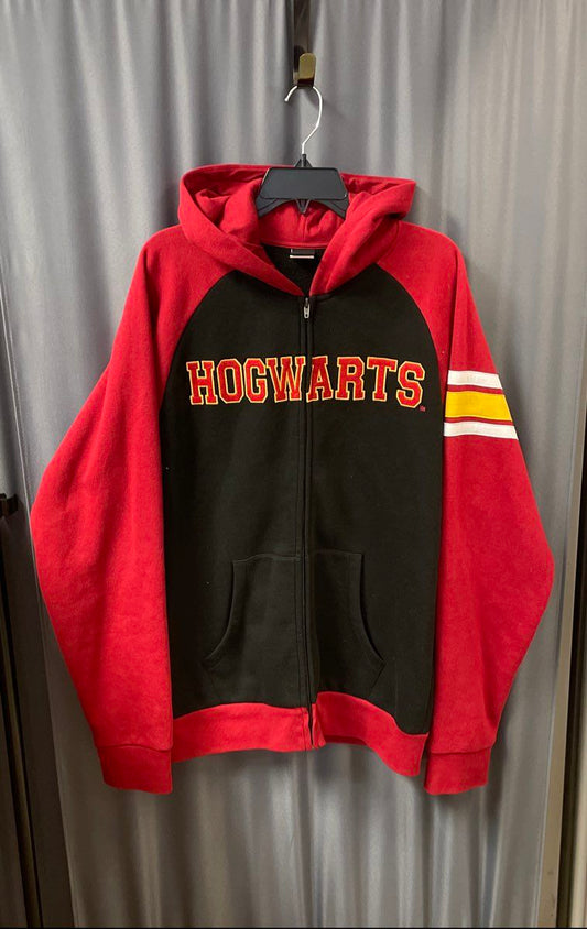 Universal Studios Harry Potter Burgundy Hogwarts Crest Zip Up Hoodie Sz XL