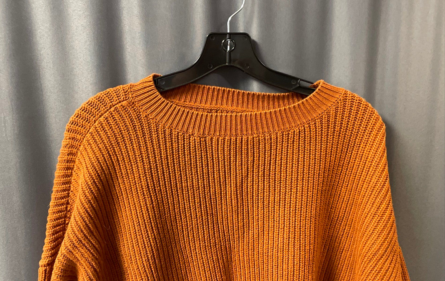 Duluth Trading Co. Women's Orange Ribbed Knit Cotton Blend Sweater Sz S