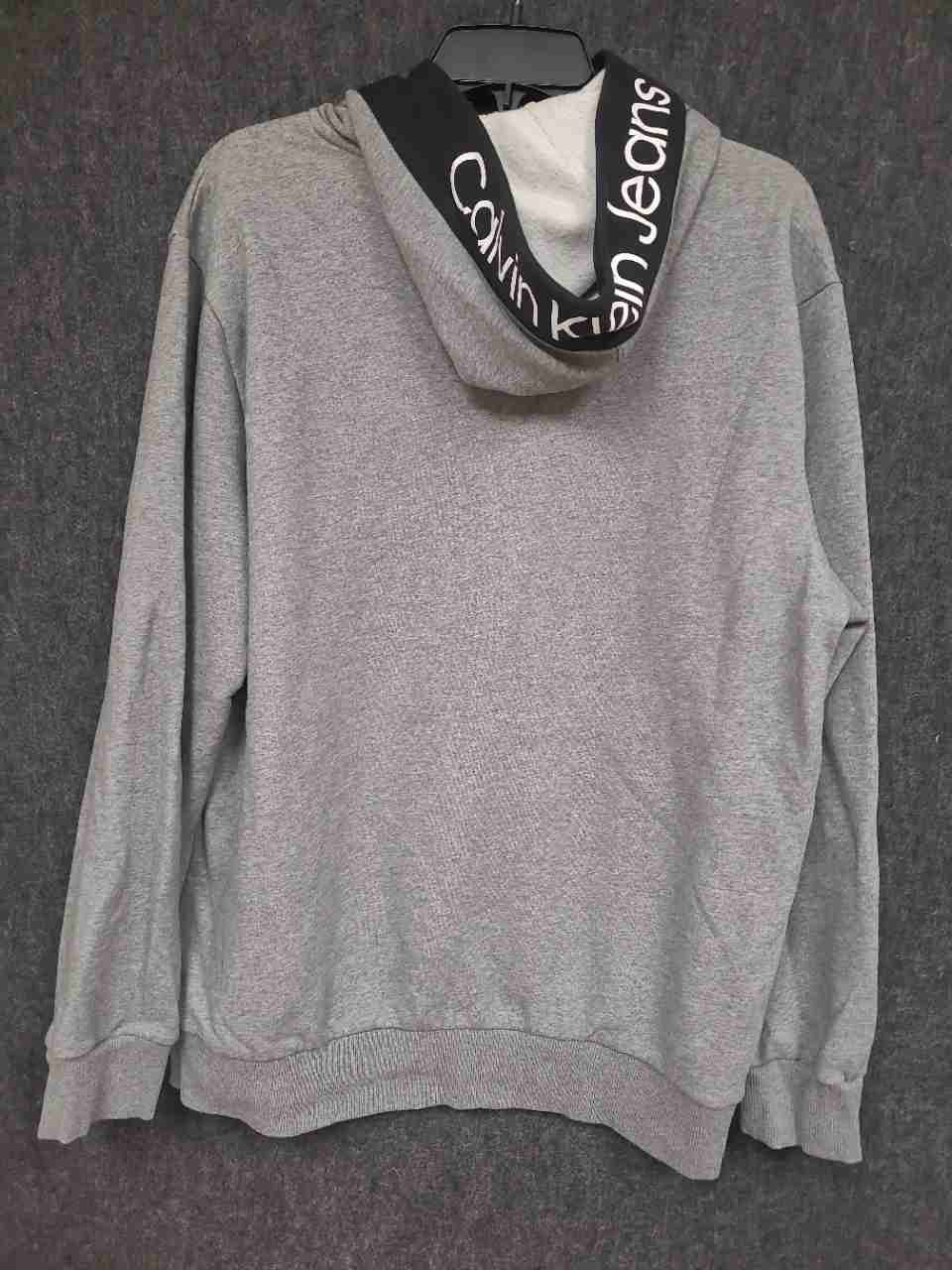 Calvin Klein Jeans Men's Gray Logo Fleece Pullover Hoodie Sweatshirt Sz L