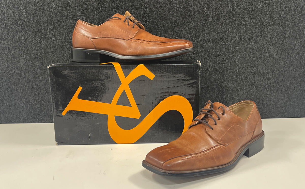 Vance Co. Men's Cognac Brown Square Bicycle Toe Lace Up Oxford Shoes Size 9