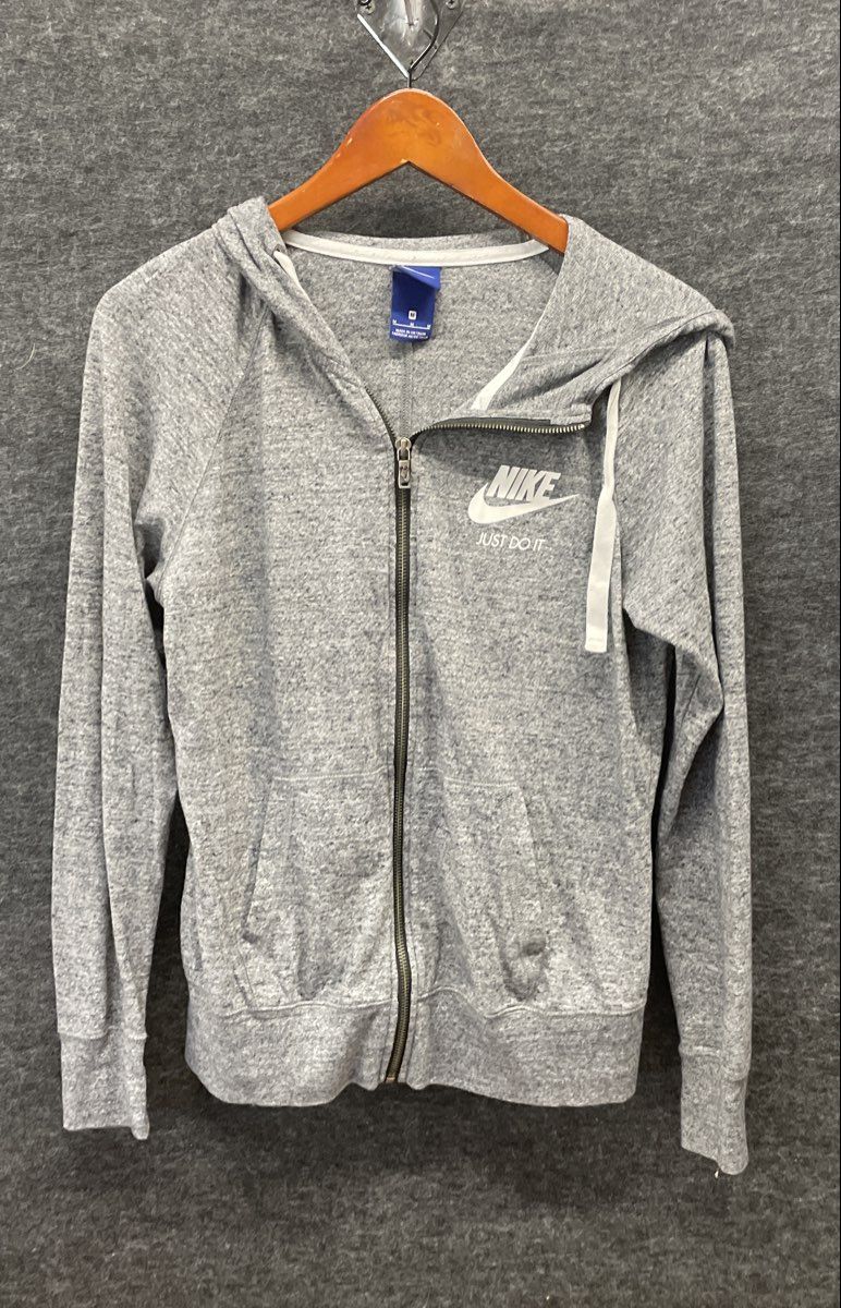 Nike Women's Full Zip Hoodie Gray Heather Sportswear Graphic Logo Size M