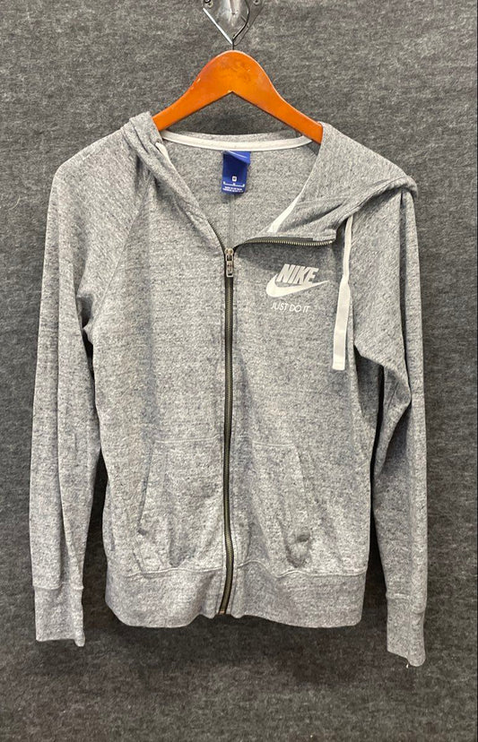 Nike Women's Full Zip Hoodie Gray Heather Sportswear Graphic Logo Size M